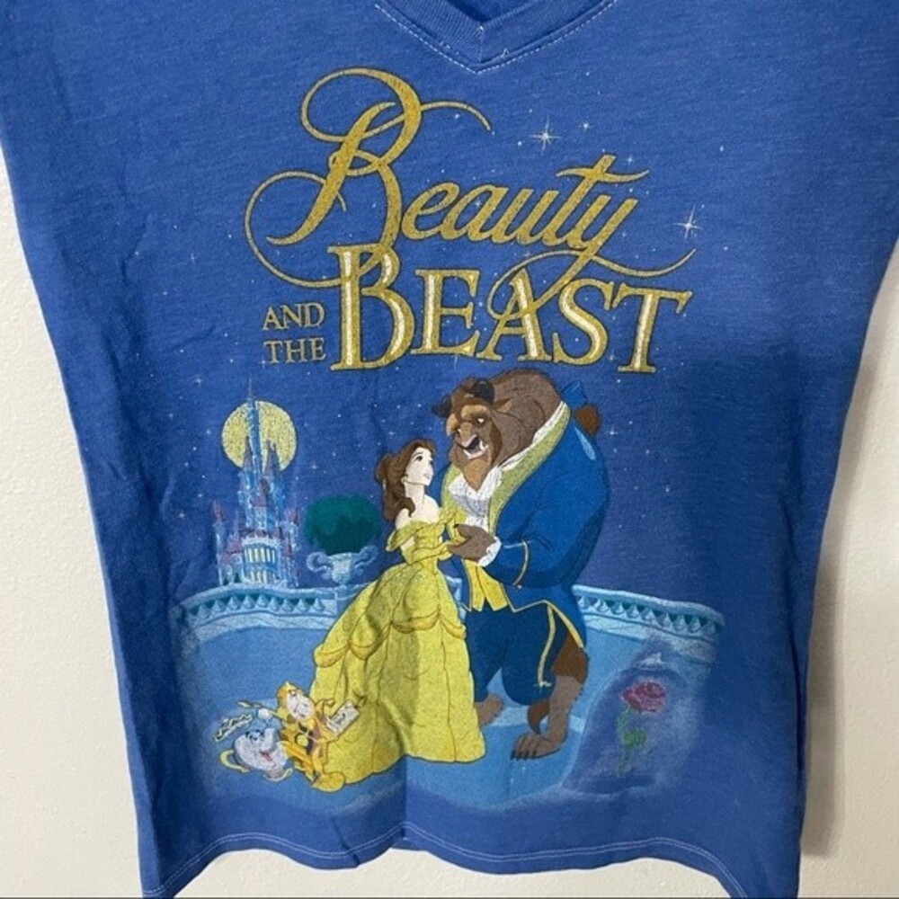 Disney Shirt Womens Bkue Beauty And The Beast Shi… - image 3